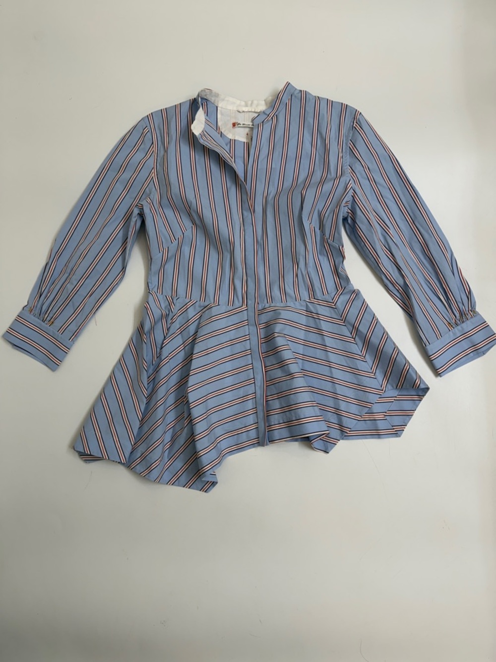 Le Sarte Pettegole Italian Designer Striped Peplum Blouse 42